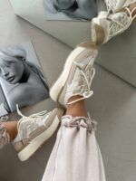 Женские Демисезонные Бежевые Кеды на Платформе