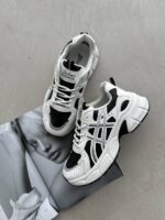 Женские Демисезонные Кожаные Черно-Белые Кроссовки