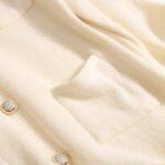 Женское Приталенное Платье Мини Айвори с Длинными Рукавами и V-образным Вырезом