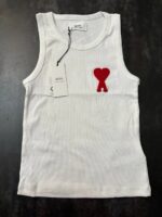 Женская Белая Майка в Рубчик с Вышитым Сердечком