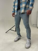 Мужские Голубые Джинсы Варенки - Зауженного Кроя Рваные