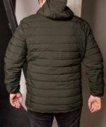 Мужская Демисезонная Куртка Хаки на Молнии - Стеганная с Капюшоном (Большие Размеры)