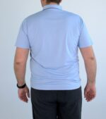 Мужская Базовая Голубая Футболка с Воротником Поло на Пуговицах (Большие Размеры)