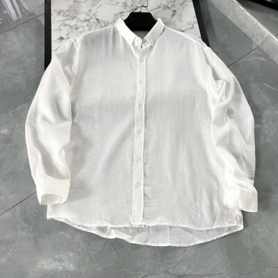 Мужская Хлопковая Белая Рубашка Базового Кроя Фасона
