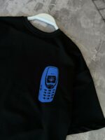 Мужская Черная Футболка Оверсайз - Объемная с Принтом Nokia