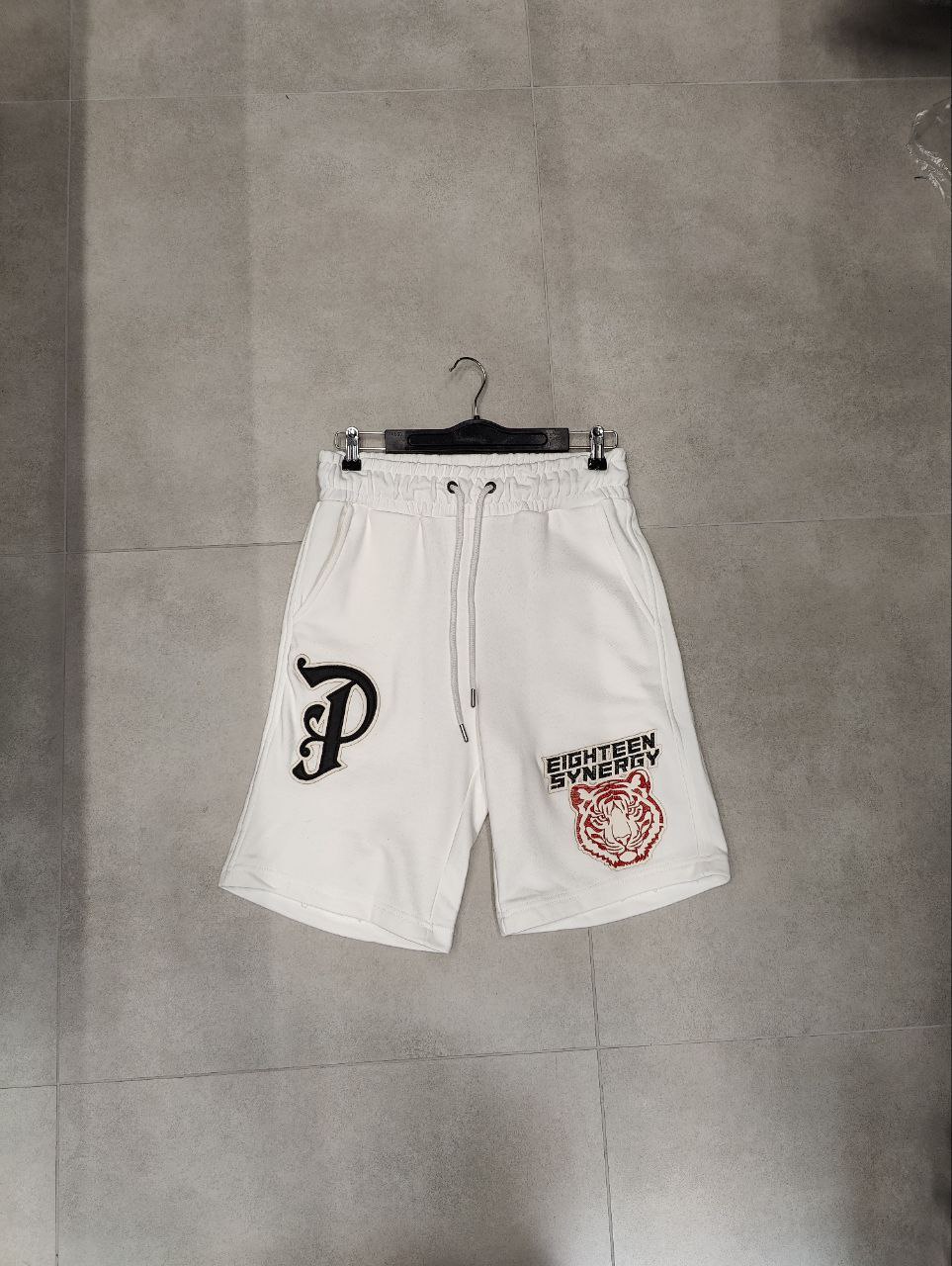 photo_2024-05-13_10-26-38 Мужские Базовые Хлопковые Белые Шорты с Вышивкой