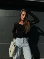 Женский Короткий Ажурный Черный Кардиган на Пуговицах
