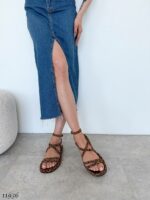 Женские Замшевые Леопардовые Босоножки на Платформе Переплет