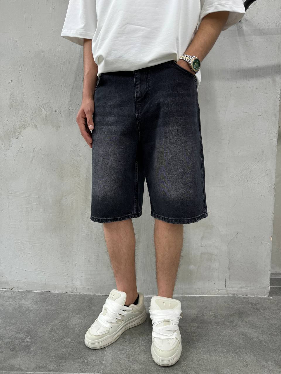 photo_2024-06-09_09-44-39 Мужские Летние Удлиненные Черные Джинсовые Шорты