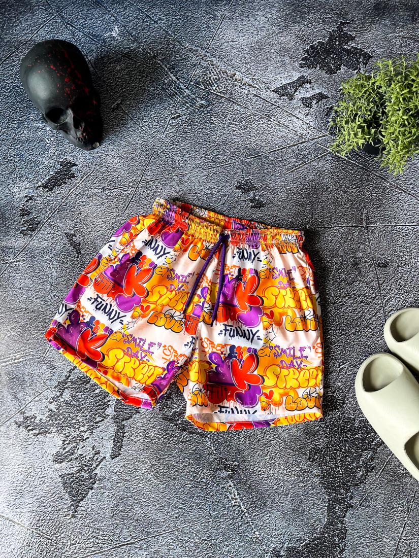 photo_2024-06-16_08-50-08 Мужские Белые Пляжные Шорты в Яркий Принт - Плащевка на Подкладке