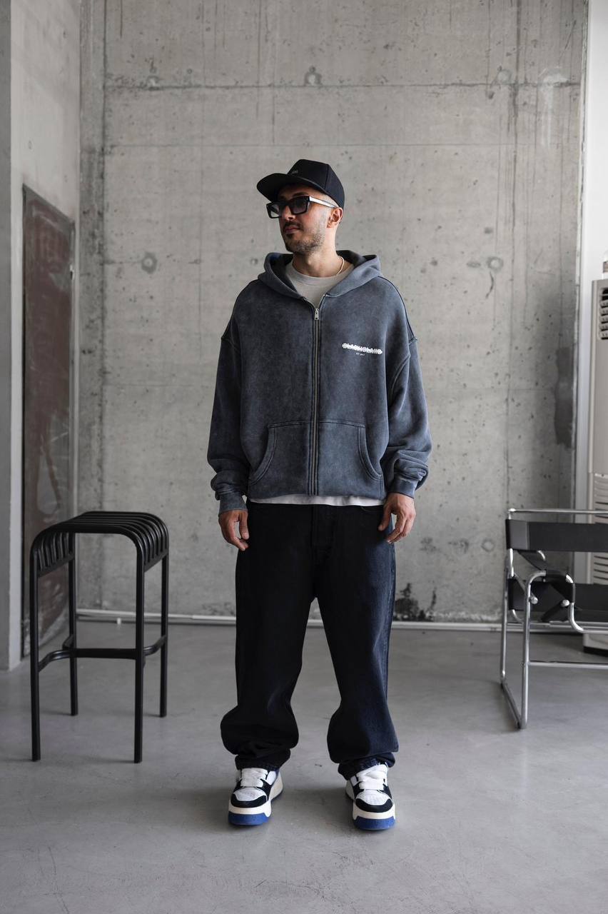 photo_2024-10-01_10-22-56 (2) Мужское Объемное Темно-Серое Худи - Толстовка Варенка Оверсайз на Молнии