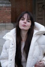 Женская Объемная Зимняя Молочная Куртка Пуховик Дутик