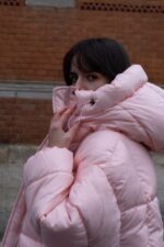 Женская Объемная Зимняя Розовая Куртка Пуховик Дутик