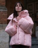 Женская Объемная Зимняя Розовая Куртка Пуховик Дутик