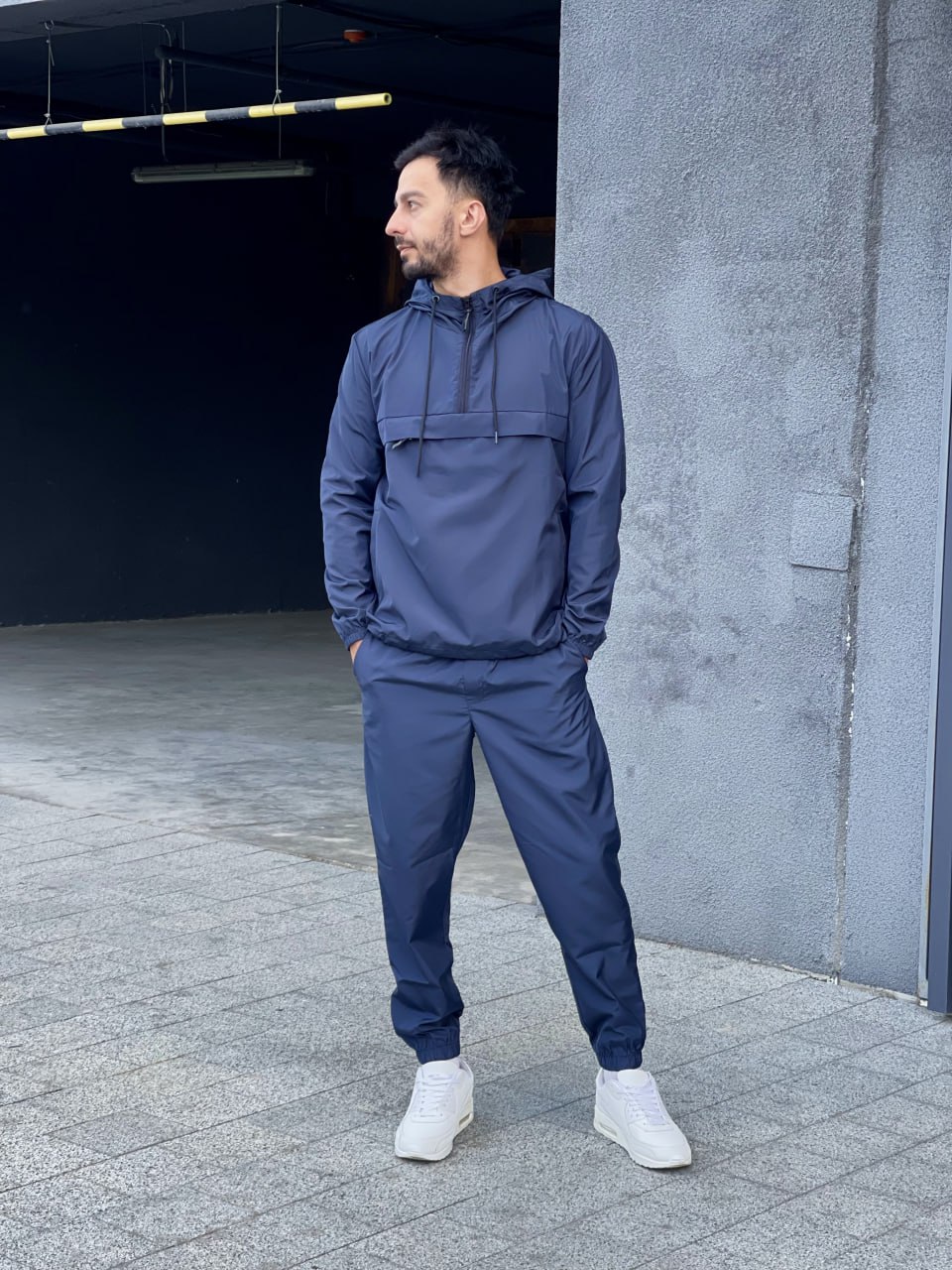 photo_2024-11-25_10-11-43 Мужской Темно-Синий Костюм Плащевка - Анорак с Капюшоном + Штаны Джоггеры