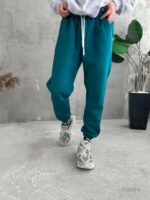 Мужские Теплые Базовые Зеленые Спортивные Штаны Джоггеры на Флисе