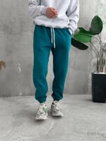 Мужские Теплые Базовые Зеленые Спортивные Штаны Джоггеры на Флисе