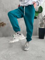 Мужские Теплые Базовые Зеленые Спортивные Штаны Джоггеры на Флисе