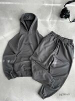 Мужской Демисезонный Темно-Серый Спортивный Костюм с Надписью (Худи + Джоггеры)