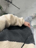 Мужской Трехцветный Черный Бомбер Барашек - Теплый Плюшевый на Молнии с Высокой Горовиной