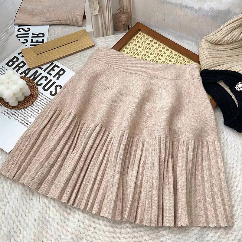photo_2025-03-11_08-31-54 Женская Бежевая Юбка Плиссе Мини с Высокой Талией