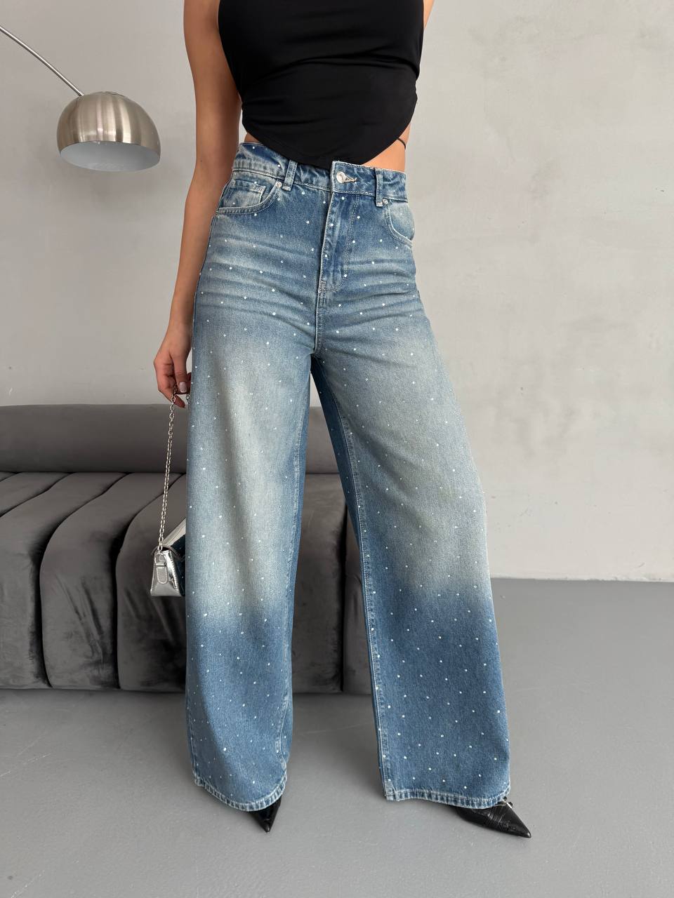 photo_2025-03-17_11-35-41 (2) Женские Широкие Синие Джинсы Багги в Стразах