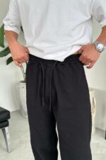 Мужские Широкие Коттоновые Черные Штаны Брюки Багги