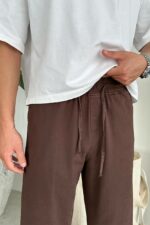 Мужские Широкие Коттоновые Коричневые Штаны Брюки Багги
