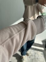 Мужская Бежевая Кофта Оверсайз - Свитшот с Высокой Горловиной на Замке