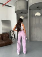 Женские Свободные Розовые Джинсы Палаццо
