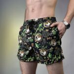 Мужские Черные Пляжные Шорты в Принт Крипта