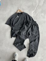 Мужской Графитовый Летний Костюм Варенка со Швами Наружу (Футболка + Штаны)