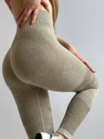 Женские Оливковые Лосины Варенки Push Up с Перфорацией