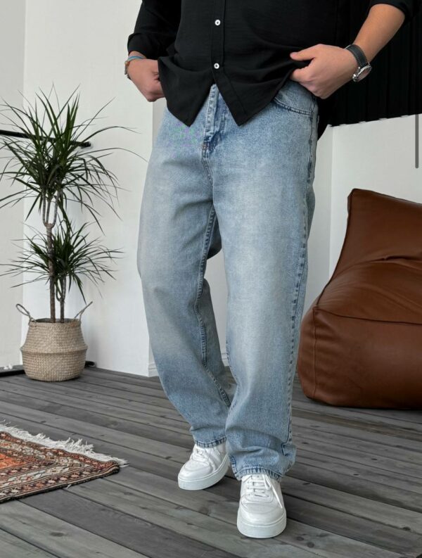 Мужские Свободные Голубые Джинсы Baggy