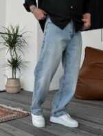 Мужские Свободные Голубые Джинсы Baggy