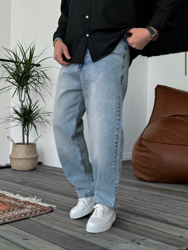Мужские Свободные Голубые Джинсы Baggy