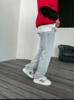 Мужские Свободные Светло-Голубые Джинсы Baggy