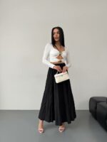 Женская Длинная Черная Юбка Макси Жатка на Резинке