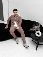 Мужской Свободный Легкий Костюм Мокко Креп Жатка (Рубашка + Штаны)