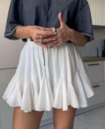 Женская Легкая Воздушная Белая Юбка Мини с Воланами