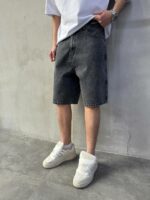Мужские Темно-Серые Джинсовые Шорты Свободного Кроя - Широкие Багги
