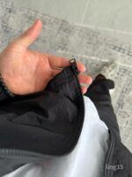 Мужской Черный Спортивный Костюм Плащевка на Молнии и Зятяжках - Свободного Кроя с Белыми Лампасами