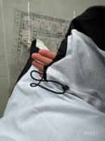 Мужской Черный Спортивный Костюм Плащевка на Молнии и Зятяжках - Свободного Кроя с Белыми Лампасами