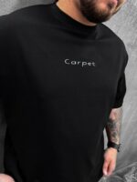 Мужская Черная Футболка Carpet Свободного Кроя с Принтом Ковер на Спине