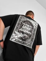 Мужская Черная Футболка Свободного Кроя Carpet Ковер на Спине