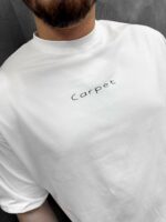 Мужская Белая Футболка Carpet Свободного Кроя с Принтом Ковер на Спине