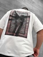 Мужская Белая Футболка Carpet Свободного Кроя с Принтом Ковер на Спине