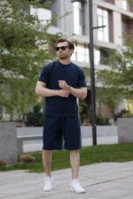 Мужской Черный Летний Костюм Свободного Кроя - Базовый Комплект Футболка Шорты