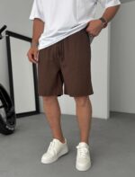 Мужские Хлопковые Коричневые Шорты Мом Свободного Кроя