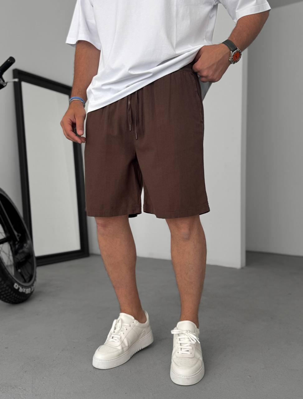 photo_2025-06-10_08-40-52 Мужские Хлопковые Коричневые Шорты Мом Свободного Кроя